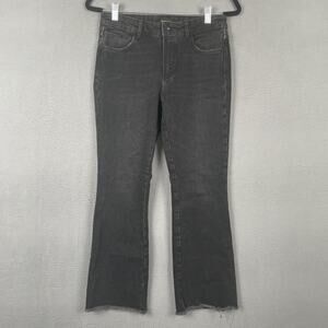 Massimo Dutti Jeans Womens 4 Black Raw Hem Flare Mid Rise Distressed Denim Pants